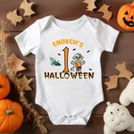 Gepersonaliseerd Schattig Spookje Baby's 1e Halloween 100% Katoenen Baby Rompertje met Naam Halloweencadeau voor Baby Meisjes Jongens Nieuwe Ouders