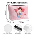Personalized Travel Is My Therapy Global Map Plaid Cartoon Character Makeup Storage Bag with Name Birthday Holiday Travel Gift for Women
