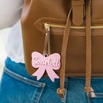 Personalized Muticolor Aesthetic Coquette Bow Keychain Bag Tag with Name and Ball Chain Birthday Christmas Gift for Women Girls
