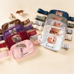 Sac de Taille Imperméable Personnalisé avec Photo et Nom Animaux Sac avec Sangle Ajustable Cadeau Anniversaire pour Amoureux d'Animal de Compagnie