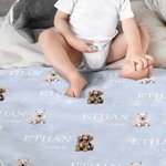Gepersonaliseerde Schattige Honden Portret Poot Print Zachte Deken met Naam Babykamer Decoratie Baby Shower Verjaardagscadeau voor Jongens Meisjes