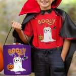 Gepersonaliseerde 1-6 Booey Ghosts Naam Snoepemmerzak met Handvat Herbruikbare Halloween Trick or Treat Feestartikelen Cadeau voor Kinderen Familie
