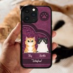 Personalizzato Retro Cartoon Cat Phone Case per iPhone con 1-3 nomi con nome Regalo di compleanno per gli amanti degli animali gatti