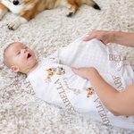 Gepersonaliseerde Schattige Honden Portret Poot Print Zachte Deken met Naam Babykamer Decoratie Baby Shower Verjaardagscadeau voor Jongens Meisjes