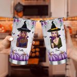 Spersonalizowany kubek termiczny z imieniem i słomką Purple Pumpkin Bat Witch 20oz Happy Halloween Gift dla kobiet