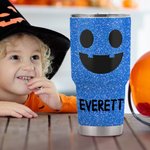 Spersonalizowany wielokolorowy kubek z imieniem i nazwiskiem z pokrywką i słomką o pojemności 30 uncji ze sztucznym brokatem i motywem dyni na Halloween dla przyjaciela rodziny