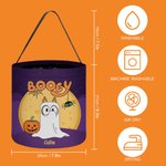 Gepersonaliseerde 1-6 Booey Ghosts Naam Snoepemmerzak met Handvat Herbruikbare Halloween Trick or Treat Feestartikelen Cadeau voor Kinderen Familie