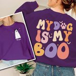 Personlig Halloween Ghost Dog Crewneck Pullover Sweatshirt My Dog Is My Boo Rolig Halloween Favor Holiday Party Present för hundälskare