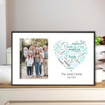 Marco de fotos de granja personalizado con 1-20 nombres en forma de corazón Colección Decoración del hogar Cumpleaños Regalo de inauguración de la casa para la familia