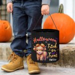 Gepersonaliseerde Pompoen Hoogland Koe Trick or Treat Grote Emmer Tas met Naam Halloween Feestcadeau voor Kinderen