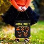 Spersonalizowana duża torba na słodycze Halloween Pumpkin Devil Face z imieniem i nazwiskiem Halloween Party Gift for Kids
