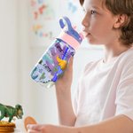 Gepersonaliseerde Leuke Cartoon Dinosaurus 17oz Naam Waterfles met Rietje en Morsvrij Deksel Terug naar School Verjaardagscadeau voor Jongens Meisjes