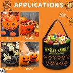 Spersonalizowana duża torba na słodycze Halloween Pumpkin Devil Face z imieniem i nazwiskiem Halloween Party Gift for Kids