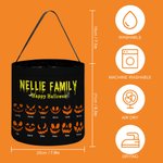 Spersonalizowana duża torba na słodycze Halloween Pumpkin Devil Face z imieniem i nazwiskiem Halloween Party Gift for Kids