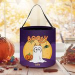 Gepersonaliseerde 1-6 Booey Ghosts Naam Snoepemmerzak met Handvat Herbruikbare Halloween Trick or Treat Feestartikelen Cadeau voor Kinderen Familie