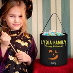Spersonalizowana duża torba na słodycze Halloween Pumpkin Devil Face z imieniem i nazwiskiem Halloween Party Gift for Kids