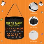 Spersonalizowana duża torba na słodycze Halloween Pumpkin Devil Face z imieniem i nazwiskiem Halloween Party Gift for Kids