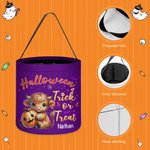Gepersonaliseerde Pompoen Hoogland Koe Trick or Treat Grote Emmer Tas met Naam Halloween Feestcadeau voor Kinderen
