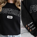 Personalized Football Sport Mom Sweatshirt with 1-6 Names Multicolour Available Game Day Costume Birthday Gift for Women