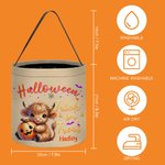 Gepersonaliseerde Pompoen Hoogland Koe Trick or Treat Grote Emmer Tas met Naam Halloween Feestcadeau voor Kinderen