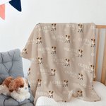 Gepersonaliseerde Schattige Honden Portret Poot Print Zachte Deken met Naam Babykamer Decoratie Baby Shower Verjaardagscadeau voor Jongens Meisjes