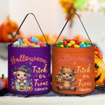 Gepersonaliseerde Pompoen Hoogland Koe Trick or Treat Grote Emmer Tas met Naam Halloween Feestcadeau voor Kinderen