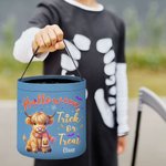 Gepersonaliseerde Pompoen Hoogland Koe Trick or Treat Grote Emmer Tas met Naam Halloween Feestcadeau voor Kinderen