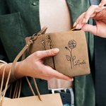 Personalized Birth Flower Leather Tri-Fold Wristlet Wallet with Name and Multiple Card Slots Birthday Bridal Party Anniversary Gift for Her