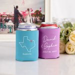 Personalisierte Bierdosen-Kühlmanschette mit Namen und USA-Landkarte-Muster Mehrfarbiger Dosenkühler 12er-Set Hochzeit Geschenk für Ehepaar
