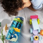 Gepersonaliseerde Leuke Cartoon Dinosaurus 17oz Naam Waterfles met Rietje en Morsvrij Deksel Terug naar School Verjaardagscadeau voor Jongens Meisjes