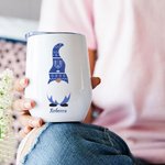 Bicchiere da vino isolato da 12 oz con nome e coperchio a prova di fuoriuscita Regalo di compleanno Hanukkah per la famiglia ebraica