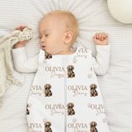 Personalizado lindo perro suave transpirable Wearable bebé sin mangas saco de dormir con nombre cumpleaños Baby Shower regalo para los recién nacidos 
