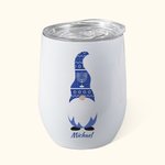 Bicchiere da vino isolato da 12 oz con nome e coperchio a prova di fuoriuscita Regalo di compleanno Hanukkah per la famiglia ebraica