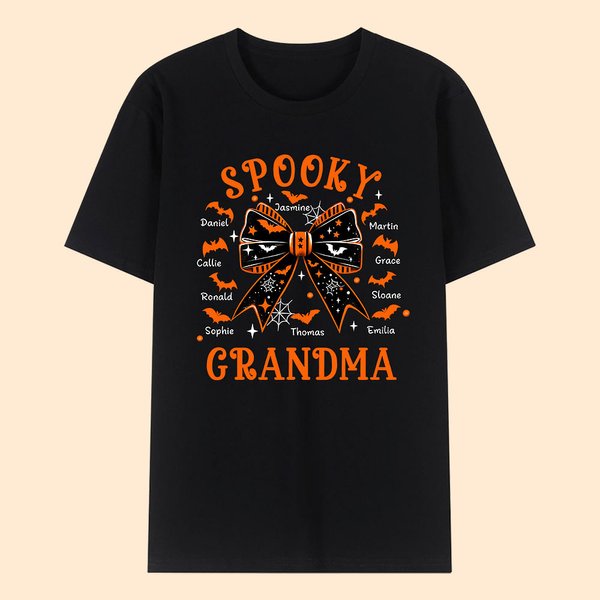 Personalizado Spooky Bat familia arco sudadera camiseta con 1-10 nombres multicolor disponible Halloween Holiday Party regalo para mamá abuela