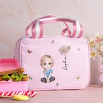 Personalisierte Cartoon-Charakter Lunch-Tasche mit Namen Geburtsblume Wärmehaltung Lunch Bag Schulanfang Arbeit Picknick Geschenk für Kinder Familie