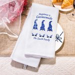 Asciugamano da tè personalizzato in cotone 100% Waffle con testo Gnomi carini e decorazione per la cucina Regalo di Hanukkah per la famiglia ebraica