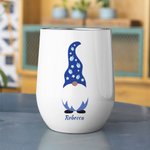 Bicchiere da vino isolato da 12 oz con nome e coperchio a prova di fuoriuscita Regalo di compleanno Hanukkah per la famiglia ebraica