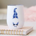 Bicchiere da vino isolato da 12 oz con nome e coperchio a prova di fuoriuscita Regalo di compleanno Hanukkah per la famiglia ebraica