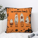 Spersonalizowana poszewka na poduszkę rodzinną z motywem Halloween z 2-10 imionami i tekstem Dekoracja domu Prezent na Halloween dla rodziny