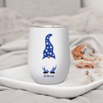 Bicchiere da vino isolato da 12 oz con nome e coperchio a prova di fuoriuscita Regalo di compleanno Hanukkah per la famiglia ebraica