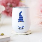 Bicchiere da vino isolato da 12 oz con nome e coperchio a prova di fuoriuscita Regalo di compleanno Hanukkah per la famiglia ebraica