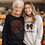Spersonalizowana koszulka z kokardą Spooky Bat Family z 1-10 imionami i nazwiskami, dostępna w wielu kolorach Halloween Holiday Party Prezent dla mamy i babci