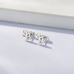 Personalised Minimalist Unisex Tiny Double Initials Stud Earrings Birthday Anniversary Gift for Women Men
