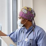 Personalized Colorful Name Word Cloud Adjustable Working Scrub Cap with Sweatband Set of 2 Birthday Appreciation Gift for Nurse Doctor