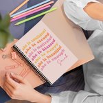 Journal de bord A5 ligné rose avec nom 120 pages Cadeau d'anniversaire Affirmation Motivation pour les femmes et les filles