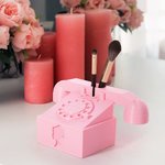 Personalized 3D Pink Doll Inspired Telephone Design Brush Holder with Name Desk Decoration Birthday Gift for Girls Kids