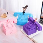 Personalized 3D Pink Doll Inspired Telephone Design Brush Holder with Name Desk Decoration Birthday Gift for Girls Kids