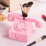 Personalized 3D Pink Doll Inspired Telephone Design Brush Holder with Name Desk Decoration Birthday Gift for Girls Kids