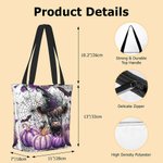 Personalized Cute Highland Cow Pumpkin Bat Large Capacity Canvas Tote Bag with Name Halloween Party Gift for Friends Kids