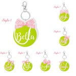 Personalisierte rosa Coquette Bogen Tennis Tasche Tag Schlüsselanhänger mit Namen Sport Team Geburtstag Geschenk für Tennisliebhaber